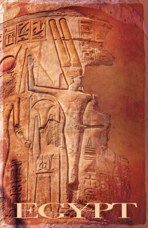 Reliefs und Hyroglyphen auf den Säulen des Tempels in Karnak, Luxor Ägypten