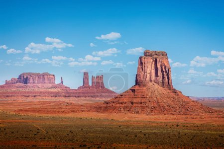 Signature view over the Monument Valley on a sunny blue day