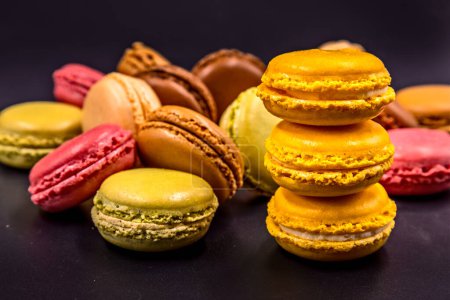 Colorfull Macarons black background