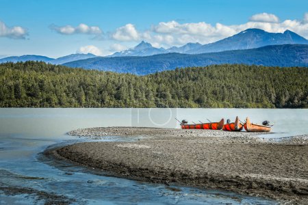Exploring the waterways in Alaska by canoes