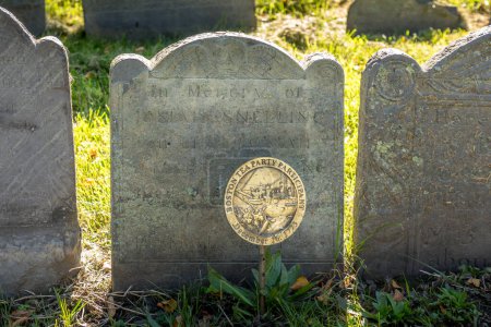 Der Grabstein eines Boston Tea Party-Teilnehmers, Copps Hill Begräbnisstätte, Boston
