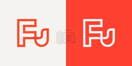 Plantilla de vector de diseño creativo con logotipo FU de letra simple 