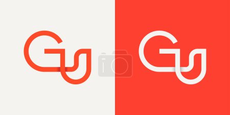 Modèle vectoriel de conception créative de logo de lettre simple GU 