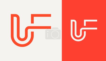 Modèle de logo simple de conception vectorielle de logo UF lettre minimale. (') 