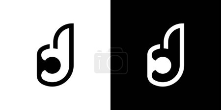 Téléchargez les illustrations : Modèle de conception vectorielle de logo de lettre D minimaliste. Symbole D Conception Concept Blanc Et Noir Arrière-plan - en licence libre de droit