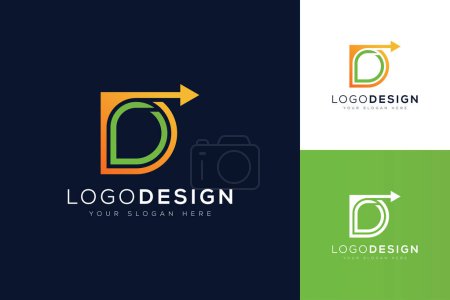Simple Letter D Arrow Business Logo. Creative Design Vector Illustrator. 