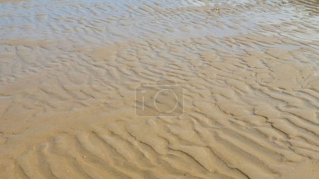Beautiful sea with sand and waves on the water. Natural background.