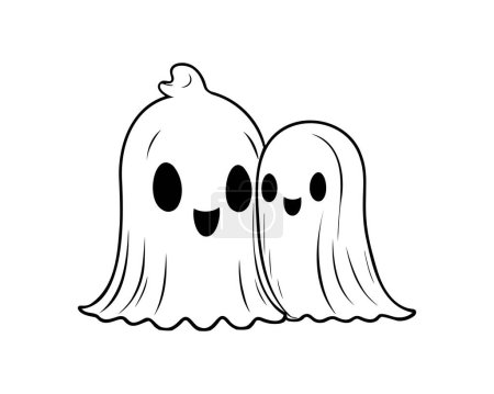 cute ghost couple hearts, baby ghost, boy and girl, holloween, valentine