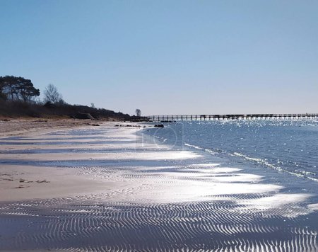 Coucher de soleil sur le rivage - Suède plage et jetée Mer du Nord