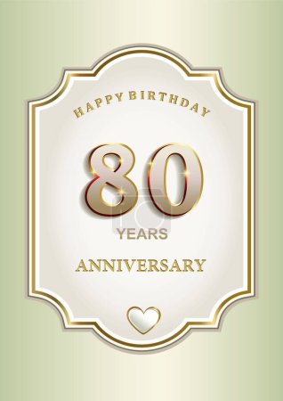 Ilustración de 80 aniversario, tarjeta de felicitación, fondo festivo con la fecha en marco decorativo. Ilustración vectorial - Imagen libre de derechos