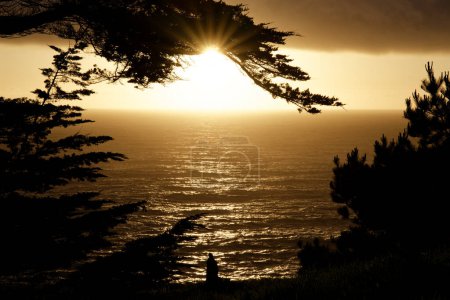 Sunset on Mendocino Coast Near Albion, California USA. High quality photo