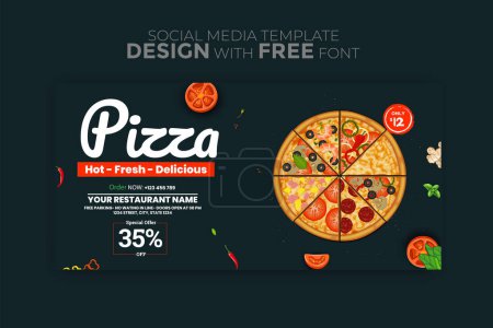 Téléchargez les illustrations : Modèle de conception de bannière menu pizza - en licence libre de droit