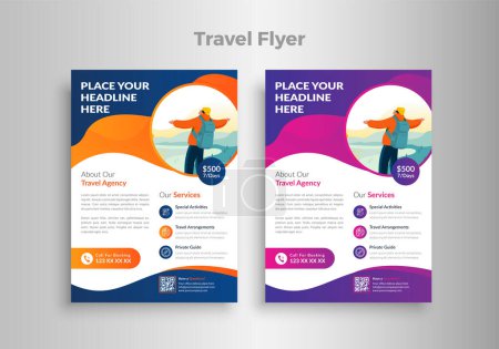 Illustration for Travel brochure flyer design template. vector illustration - Royalty Free Image