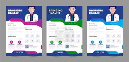 Illustration for Medical Flyer design layout, Modern healthcare promotion business flyer tamplete , flyer in A4 with colorful marketing, madical , proposal, promotion, advertise, publication - Royalty Free Image