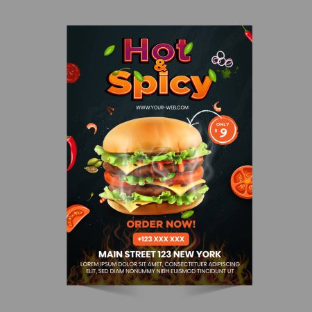 Foto de Plantilla de banner de comida caliente, diseño de menú de restaurante de comida caliente, ilustración vectorial - Imagen libre de derechos