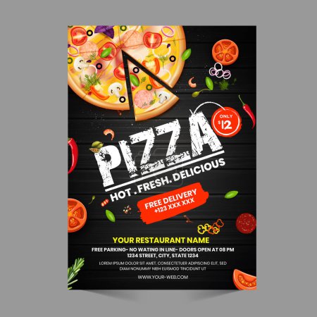 Téléchargez les illustrations : Flyer pizza ou poster design - en licence libre de droit