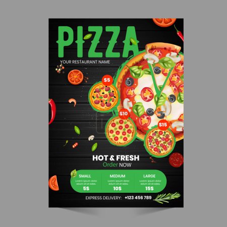 Téléchargez les illustrations : Flyer de pizza ou bannière - en licence libre de droit