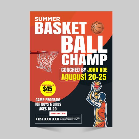 Illustration for Banner template for basketball sport event, basketball, sport, sport, event, banner, invitation card. - Royalty Free Image