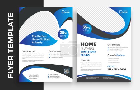 Illustration for Real Estate Flyer Template Design, Corporate Colorful Real Estate Template, Unique Flyer Design, Vector Flyer, Print Ready Template. - Royalty Free Image