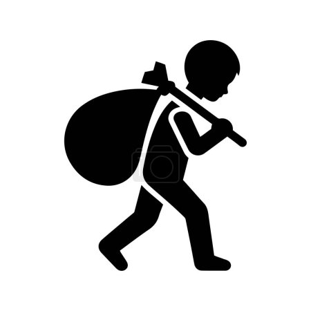 Boy carrying bag vector illustration. World Day against Child Labor.