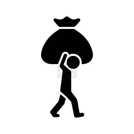 Boy carrying a large bag vector illustration. World Day against Child Labor.
