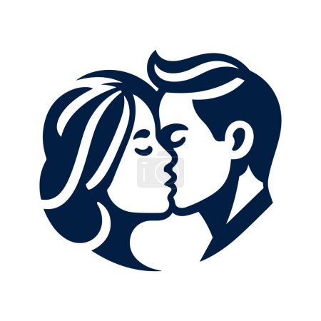 Mann und Frau küssen sich. Erleben Sie die Magie der Liebe mit dieser fesselnden Illustration der Silhouette eines küssenden Paares.