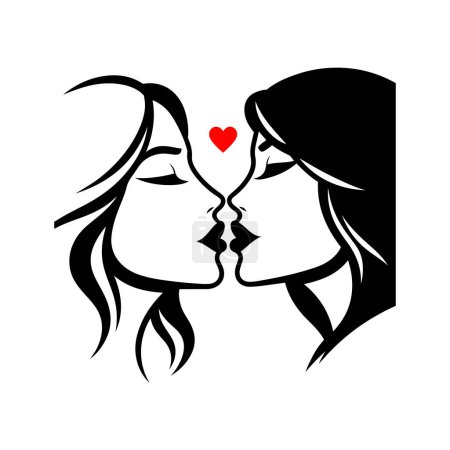 Foto de Dos chicas besándose con un corazón en la frente. - Imagen libre de derechos