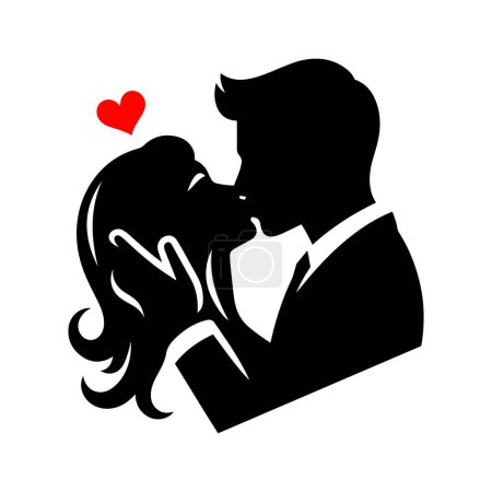 Silhouette eines Mannes und einer Frau, die sich küssen.