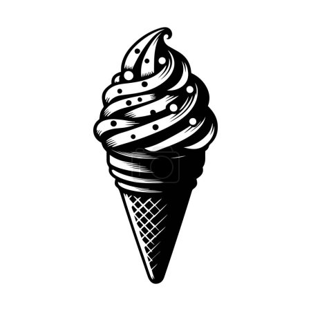 Chocolate chip cone ice cream vector illustration.