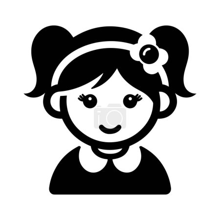 Child girl with a flower hair band in her hair vector illustration for Children's day. School and education elements.