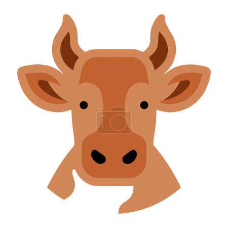 Cow face vector icon illustration flat style front.