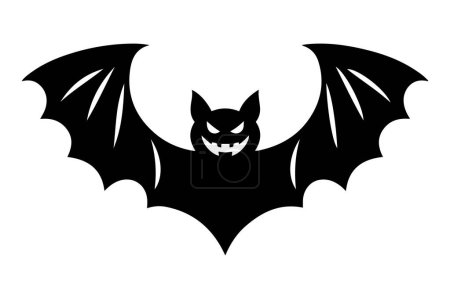 Silhouette of flying bat traditional Halloween symbol.