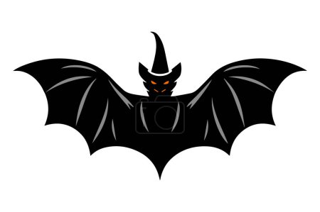 Ghost black bat with orange eyes vector illustration.