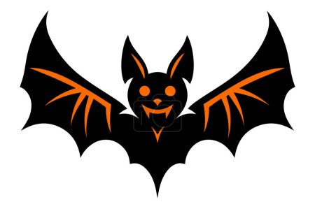 Scary black Halloween bat vector illustration.