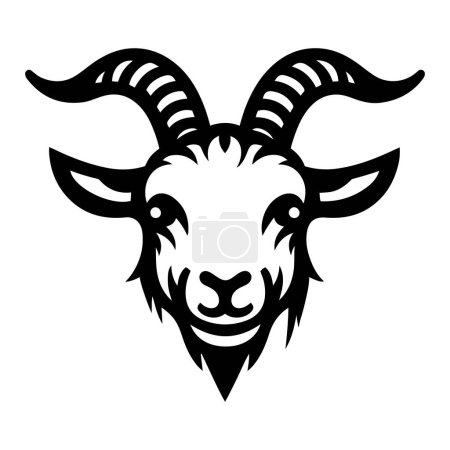 Goat face with horns silhouette vector illustration.