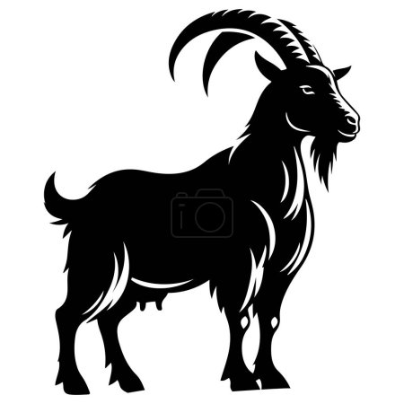 Goat farm animal silhouette vector illustration.