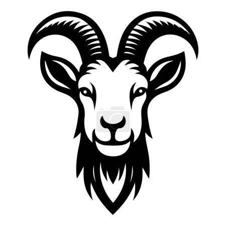 Cabeza de cabra con cuernos silueta vector ilustración.