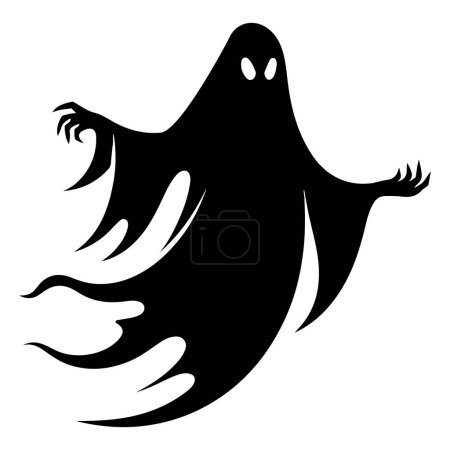 Halloween ghost vector illustration. Silhouette of spooky character. Scary ghostly monsters.