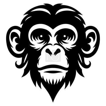 Cara de mono enojado silueta vector ilustración.