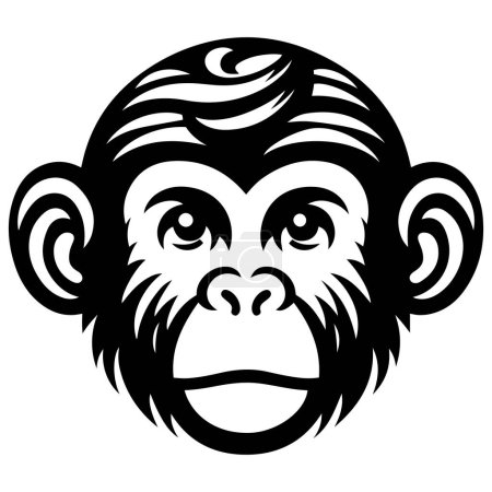 Ilustración de Mono cabeza silueta vector ilustración. - Imagen libre de derechos