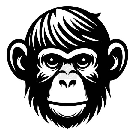 Silhouette d'une illustration vectorielle de visage de singe.