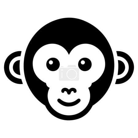 Silhouette of monkey face vector icon illustration.