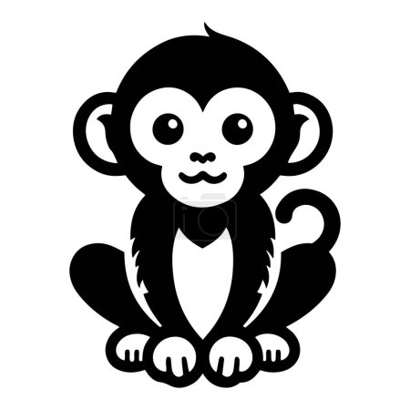 Silhouette of a naughty little monkey vector illustration.