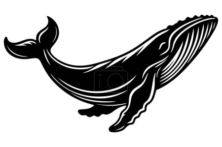 Ilustración del vector de silueta de pez ballena jorobada.