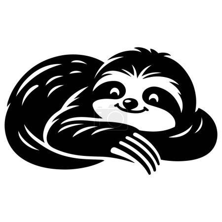 Lazy sloth silhouette vector illustration.