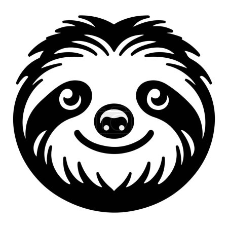 Sloth face silhouette vector illustration.