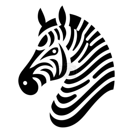 Zebra face silhouette vector illustration.