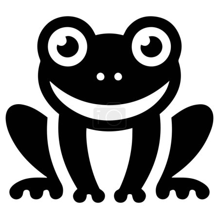 Cute frog sitting silhouette vector illustration.