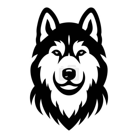 Siberian Husky dog head silhouette vector illustration. Popular family dog.