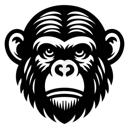 Illustration vectorielle de silhouette tête de chimpanzé.